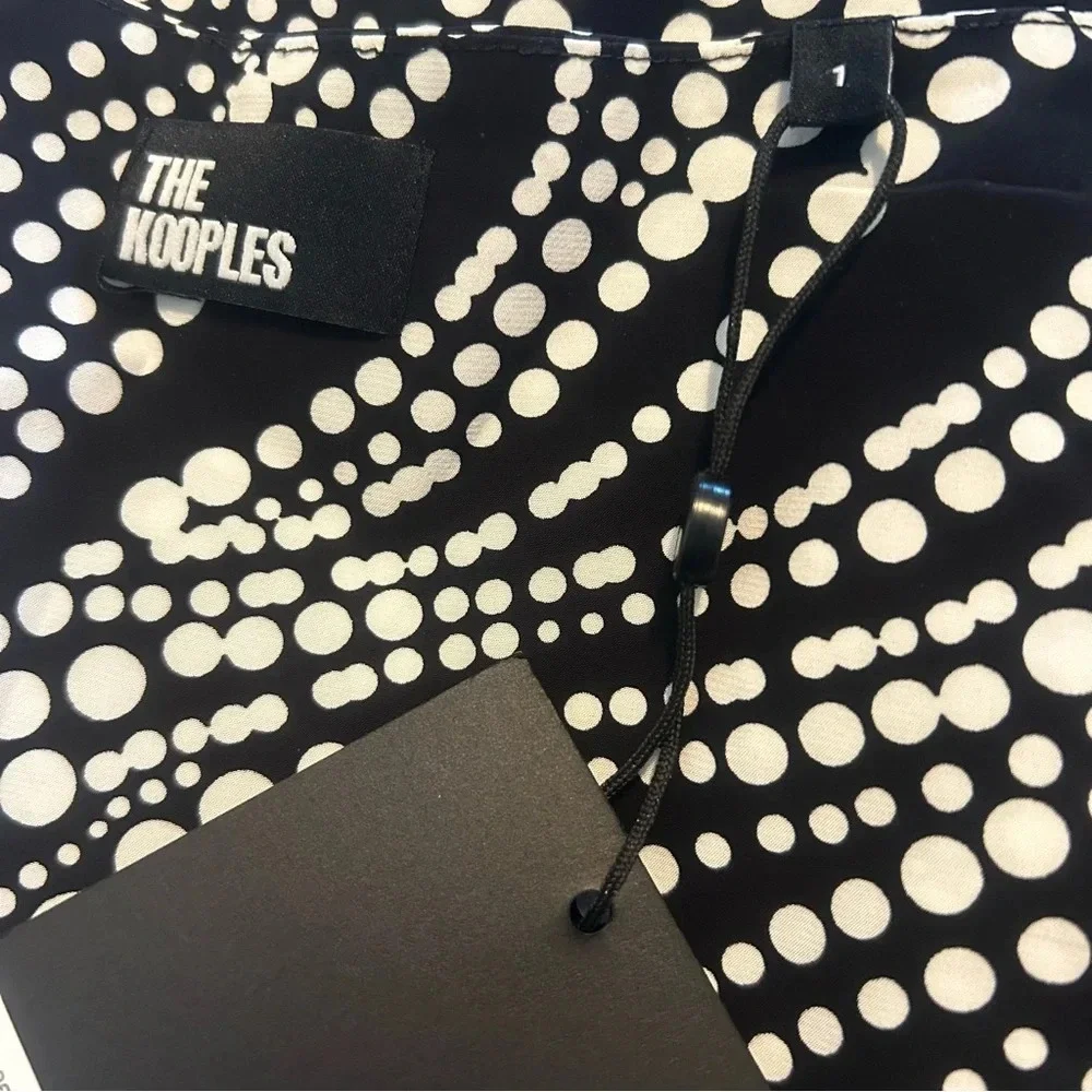 The Kooples White Polka Dot Black Mini Skirt Size 1 XXS NWT $215